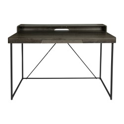 Bureau 1T chêne cendré piétement métal - Meuble design et décoration