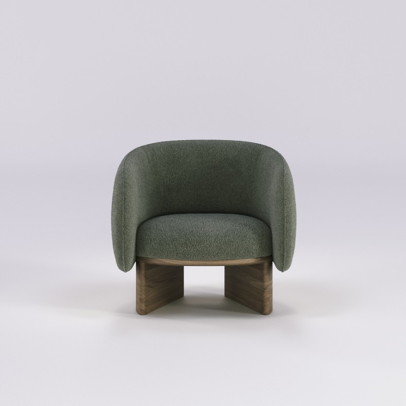 Fauteuil salon en noyer massif NIDO