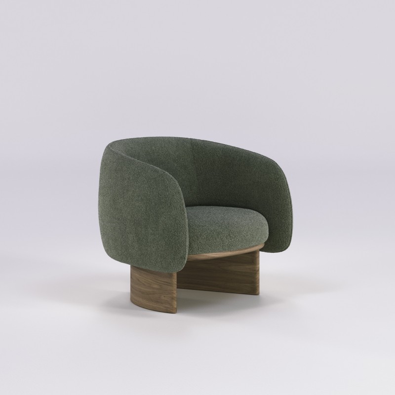 Fauteuil salon en noyer massif NIDO