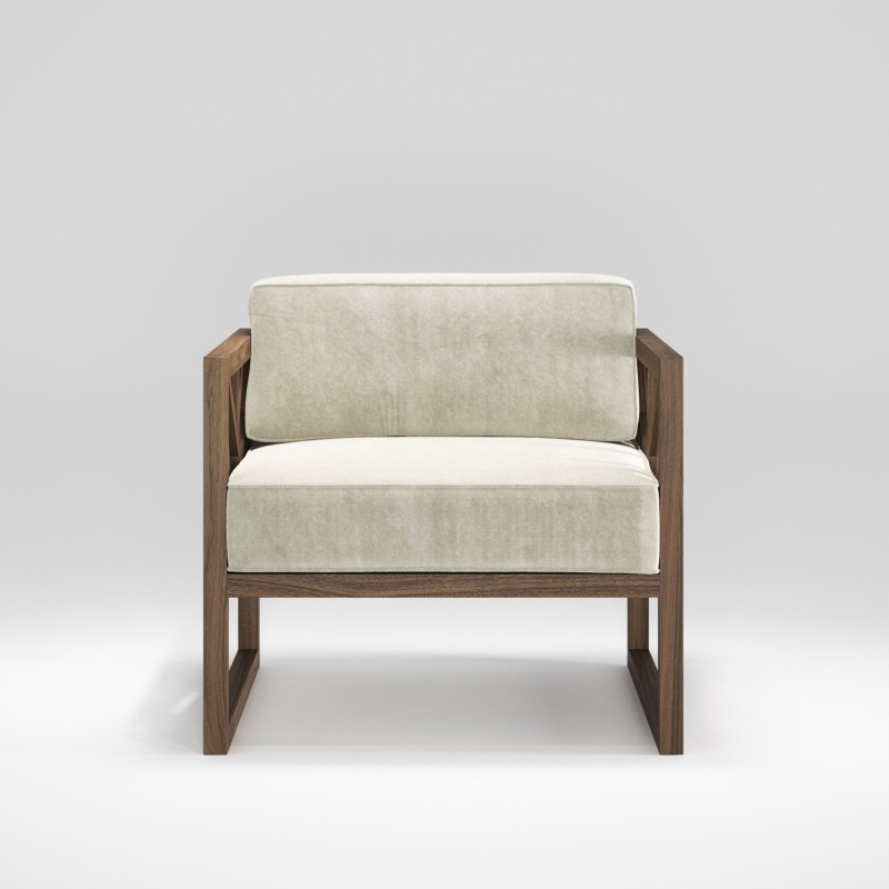 Fauteuil salon noyer massif TREE