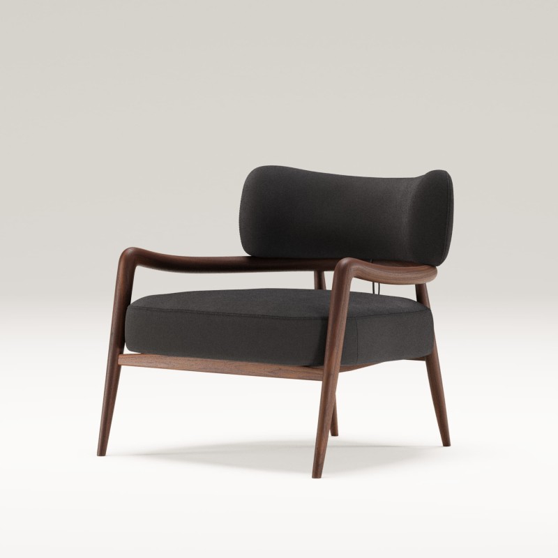 Fauteuil salon en noyer massif BOTERO