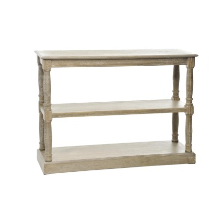 Console drapier en bois cérusé gris style campagne chic avec étagères ouvertes
