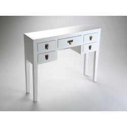 Console blanc laqué 5 tiroirs Asia - Meuble design et décoration