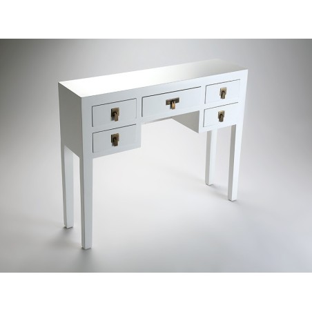 Console blanc laqué 5 tiroirs Asia - Meuble design et décoration