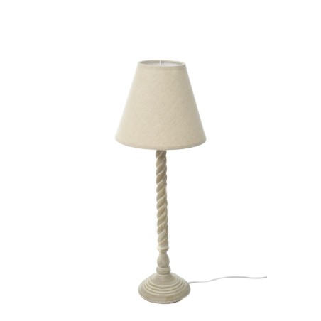 Lampe de table pied bois torsadé et abat-jour couleur sable