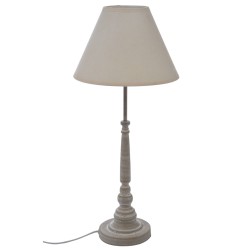 Lampe à poser romantique pied métal vieilli volutes et abat-jour crème