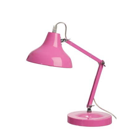 Lampe de bureau articulée style rétro années 70 en métal rose bonbon