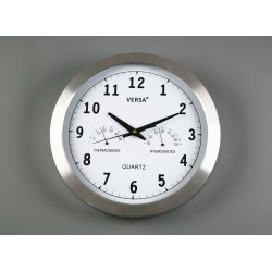 Horloge murale blanche design avec thermomètre et hygromètre intégrés