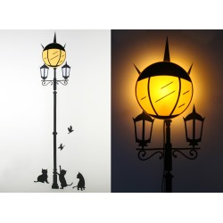 Sticker mural décoratif motif grand lampadaire noir