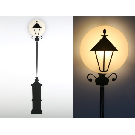 Sticker mural trompe-l'œil motif lampadaire design noir
