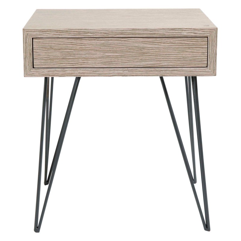 Table de chevet chêne naturel – 1 tiroir, design moderne et métal